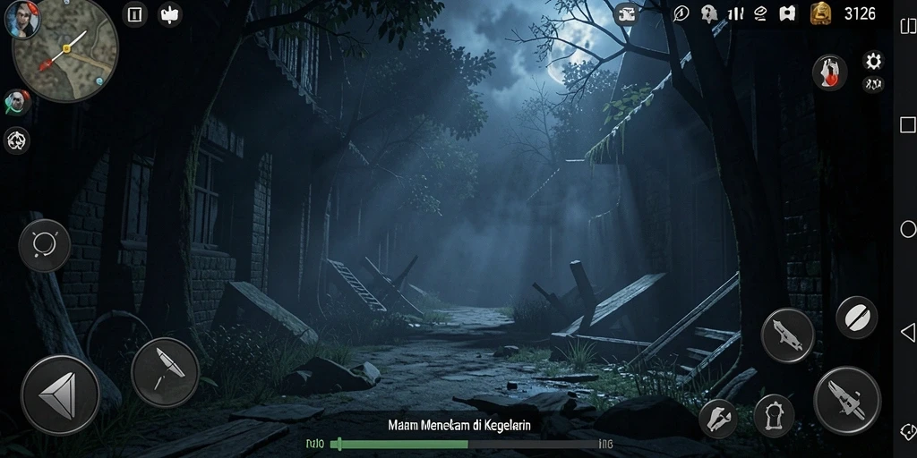 Screenshot menampilkan gameplay horror yang mencekam dan menegangkan.