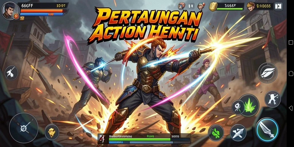 Gameplay action seru dalam 666FF dengan pertarungan intens.