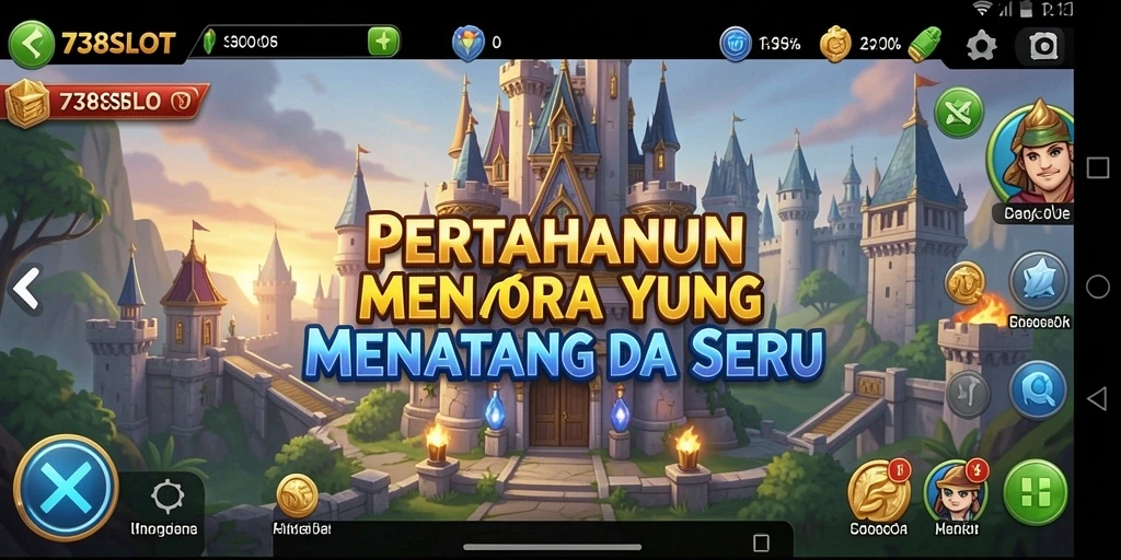 Tampilan menara yang strategis dan pertempuran seru di 738SLOT.