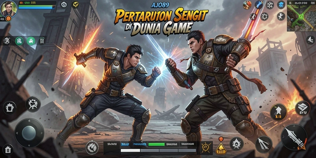 Tampilan pertarungan seru di arena AJO89 dengan karakter yang epik.
