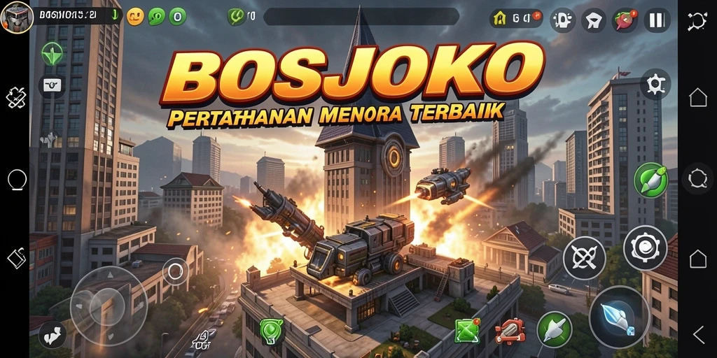 Tampilan gameplay <strong>BOSJOKO</strong> saat melawan gelombang musuh.