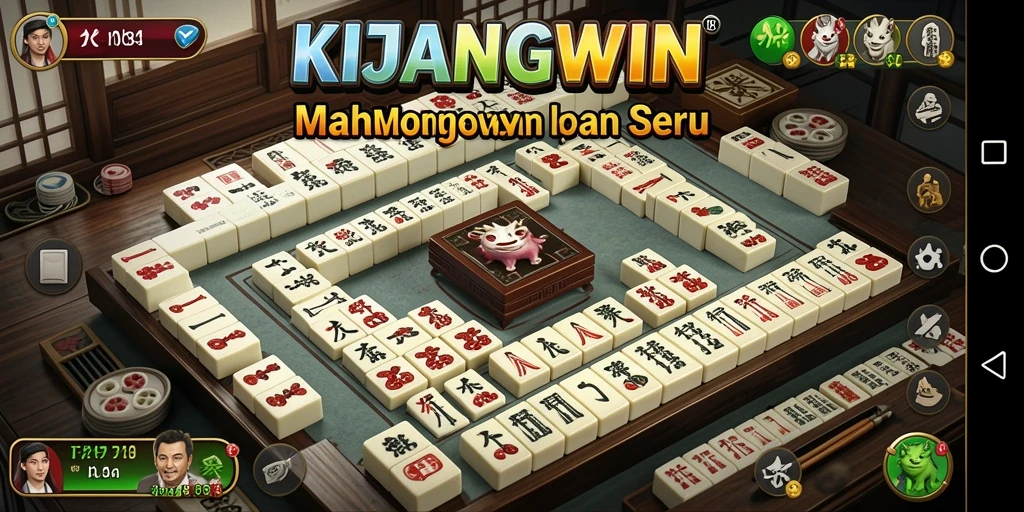 Tampilan screenshot utama KIJANGWIN dengan aksi gameplay Mahjong yang menarik.