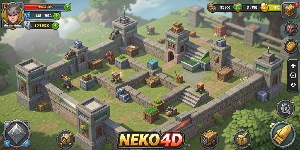 Tampilan gameplay NEKO4D yang menegangkan dalam pertahanan Tower Defense.