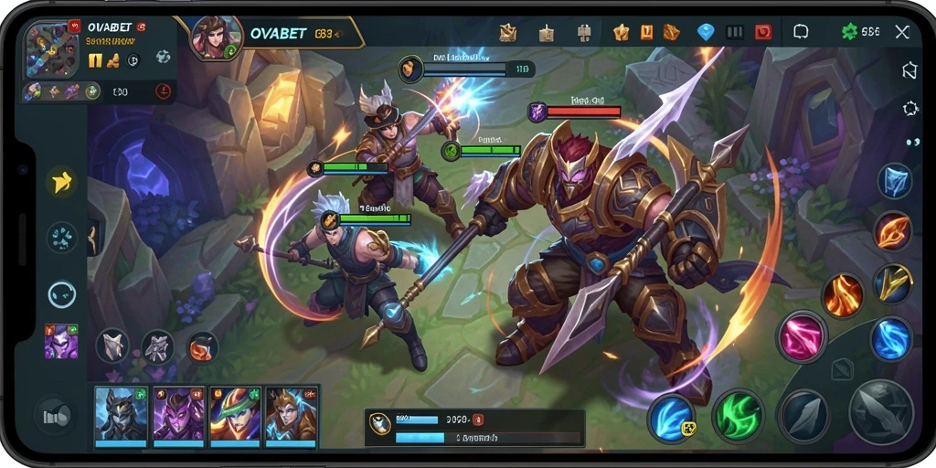 Screenshot gameplay <strong>OVABET</strong> menampilkan pertempuran epik antara dua tim.