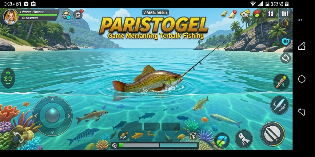 Tampilan seru dari gameplay PARISTOGEL saat menangkap ikan.