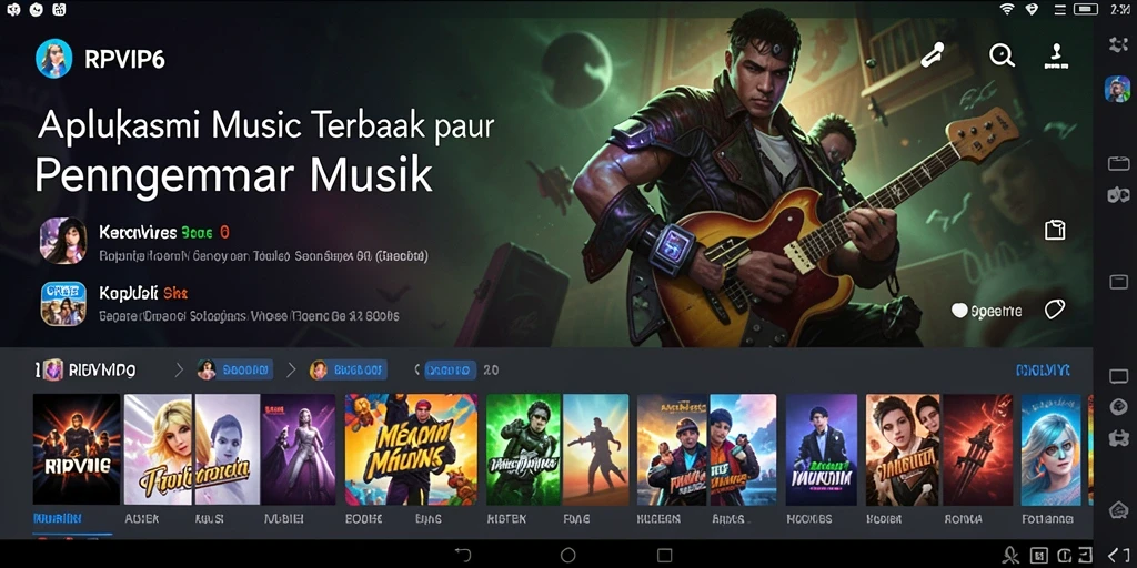 Screenshot RPVIP6 menampilkan pengguna yang menikmati alunan musik dengan antarmuka aplikasi.