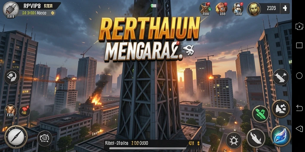 Tampilan gameplay RPVIP8 dengan menara pertahanan yang strategis.