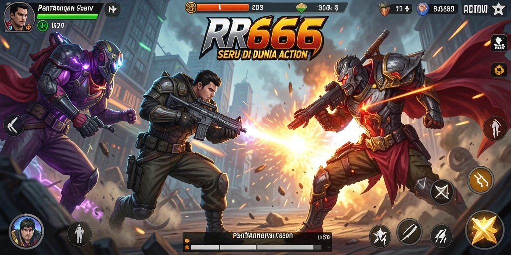 Tampilan gameplay intens dalam pertarungan seru RR666.