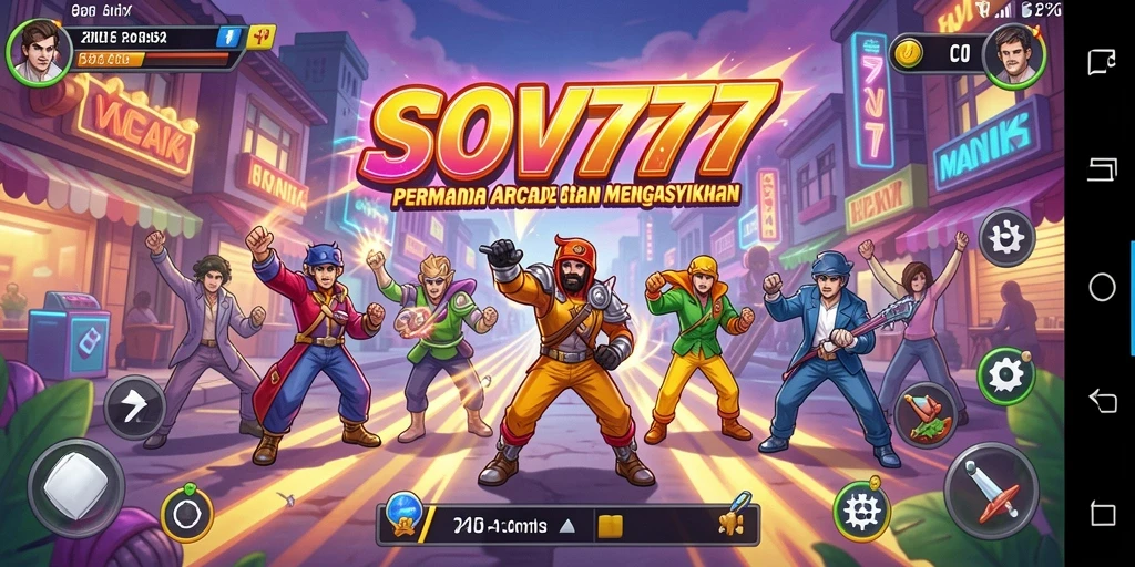 Screenshot utama menunjukkan momen seru dalam permainan Arcade.