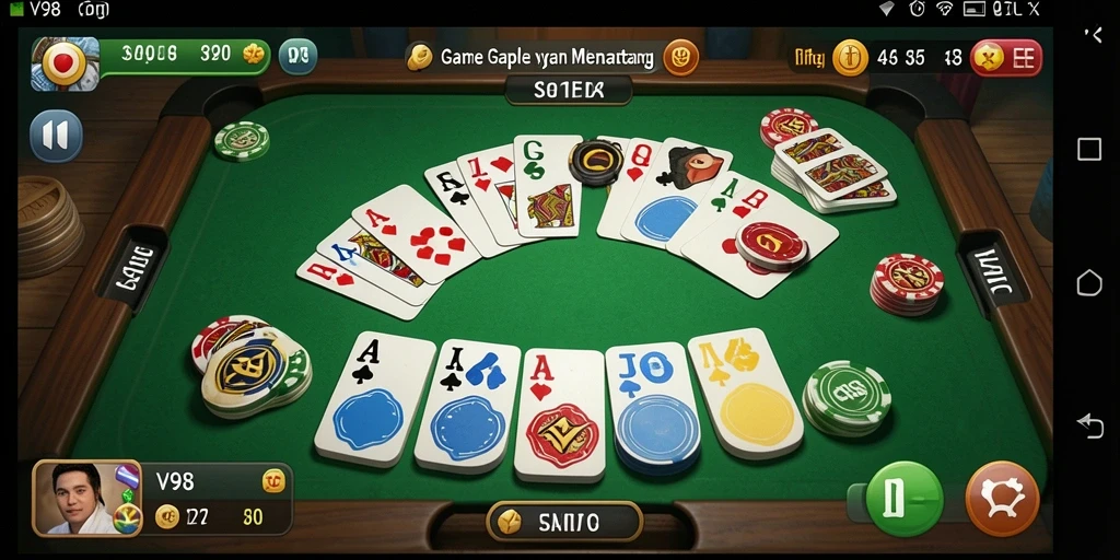 Tampilan gameplay Gaple yang seru dan menarik di V98.