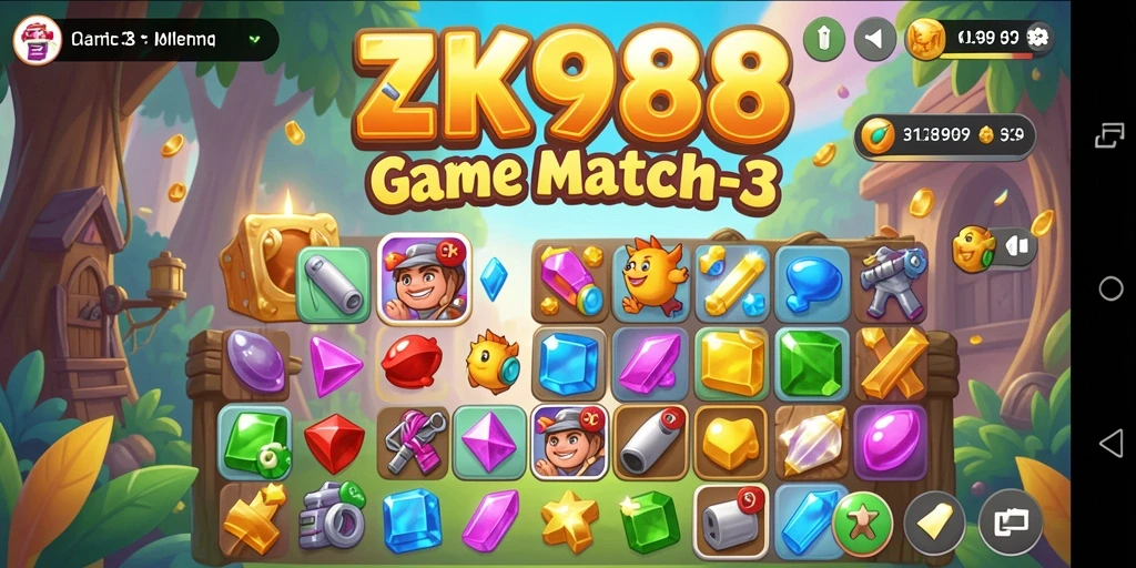 Tangkapan layar permainan ZK988 dengan elemen Match-3 yang menantang.